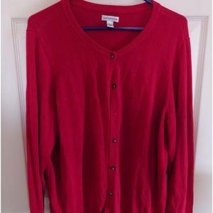 CROFT & BARROW WOMAN 2X button up RED sweater CARDIGAN long sleeves